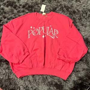 Wicked 'Popular' Pink Graphic Oversized Crewneck Sweatshirt